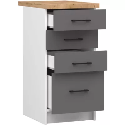 Konyhaszekrény fiókokkal 40 cm VERMINA - fehér / szürke