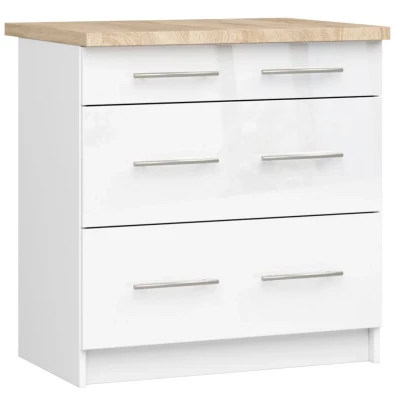 Konyhaszekrény fiókokkal 80 cm VERMINA - fehér / fényes fehér