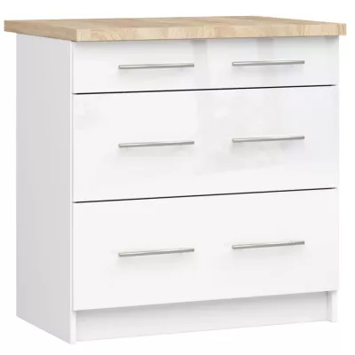 Konyhaszekrény fiókokkal 80 cm VERMINA - fehér / fényes fehér
