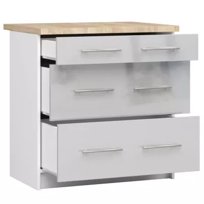 Konyhaszekrény fiókokkal 80 cm VERMINA - fehér / fényes világosszürke