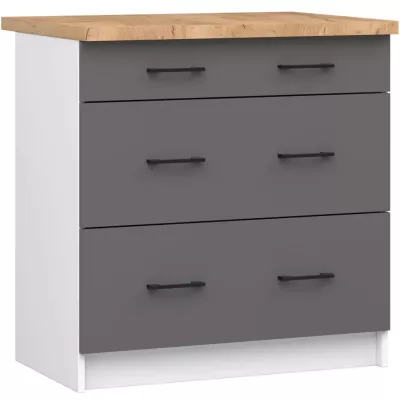 Konyhaszekrény fiókokkal 80 cm VERMINA - fehér / szürke