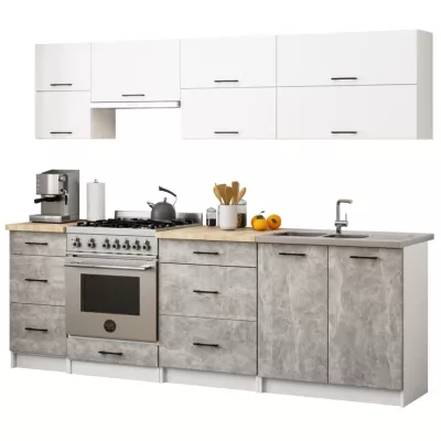 Tűzhelyszekrény 60 cm VERMINA - fehér / beton