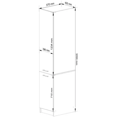 Magas konyhaszekrény 40 cm VERMINA - fehér / beton