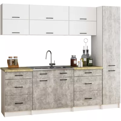 Magas konyhaszekrény 40 cm VERMINA - fehér / beton