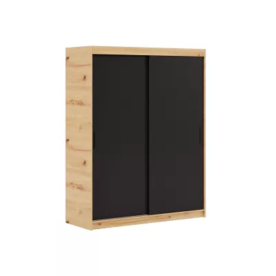 Gardróbszekrény tolóajtóval 180 cm WARDIO - kézműves tölgy / fekete