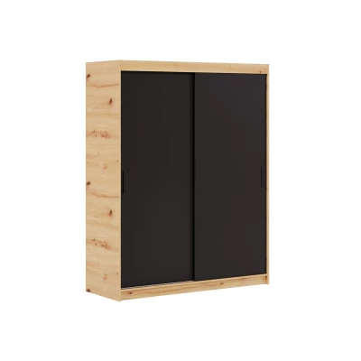Gardróbszekrény tolóajtóval 100 cm WARDIO - kézműves tölgy / fekete