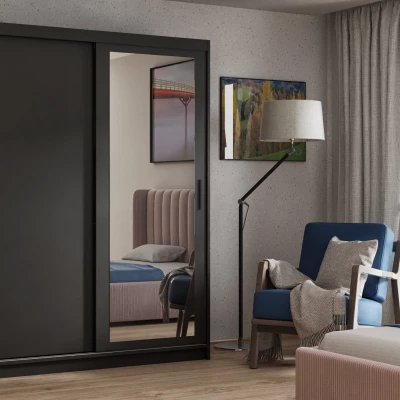 Kétajtós szekrény tükörrel 120 cm SKRONA - fekete