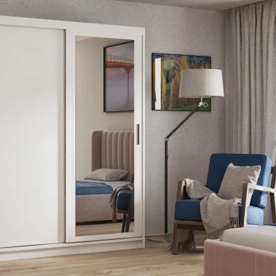Kétajtós szekrény tükörrel 120 cm SKRONA - fehér