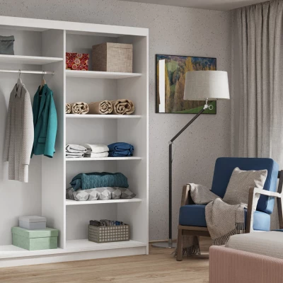 Szekrény lécekkel és tükörrel 120 cm WARDO - kézműves tölgy / fekete / kézműves tölgy