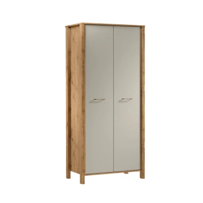 Szekrény 90 cm NORDIKO - Wotan tölgy / bézs