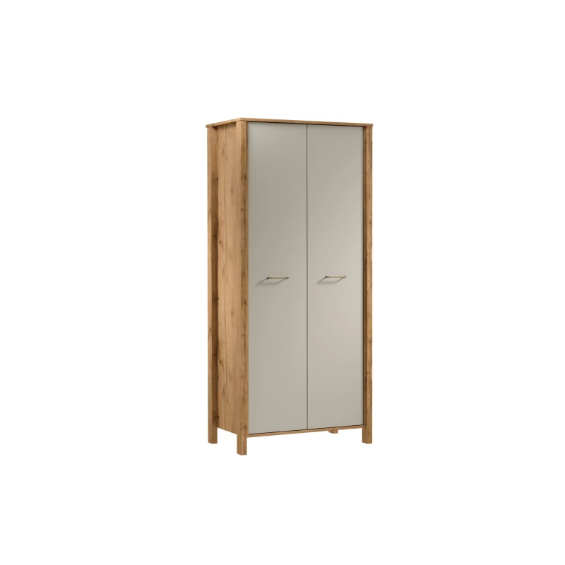 Szekrény 90 cm NORDIKO - Wotan tölgy / bézs