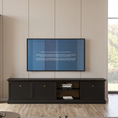 TV állvány LUCARA - fekete-barna / kézműves tölgy