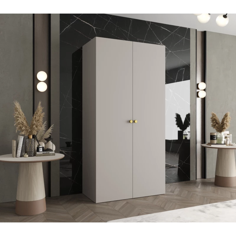 Elegáns CAITIR 1 gardróbszekrény 100 cm - kasmír / arany fogantyúk