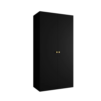 Elegáns CAITIR 1 gardróbszekrény 100 cm - fekete / arany fogantyúk