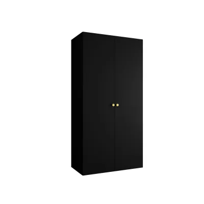 Elegáns CAITIR 1 gardróbszekrény 100 cm - fekete / arany fogantyúk