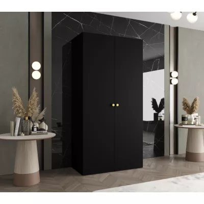 Elegáns CAITIR 1 gardróbszekrény 100 cm - fekete / arany fogantyúk