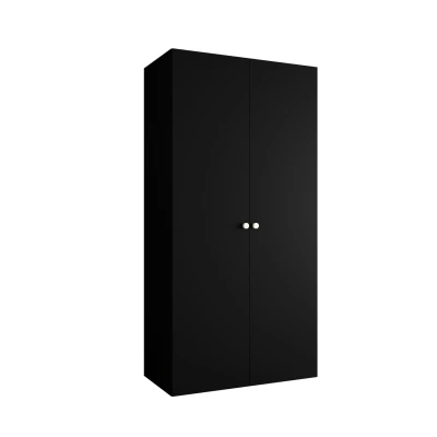 Elegáns CAITIR 1 gardróbszekrény 100 cm - fekete / ezüst fogantyúk