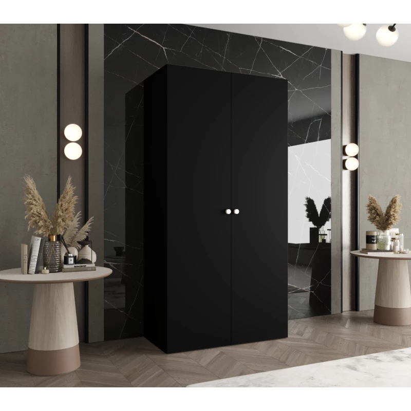 Elegáns CAITIR 1 gardróbszekrény 100 cm - fekete / ezüst fogantyúk