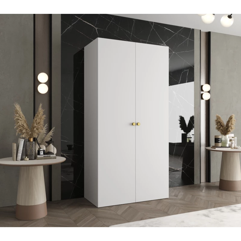 Elegáns CAITIR 1 gardróbszekrény 100 cm - fehér / arany fogantyúk
