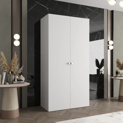 Elegáns CAITIR 1 gardróbszekrény 100 cm - fehér / ezüst fogantyúk