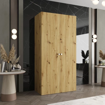 Elegáns CAITIR 1 gardróbszekrény 100 cm - kézműves tölgy / ezüst fogantyúk