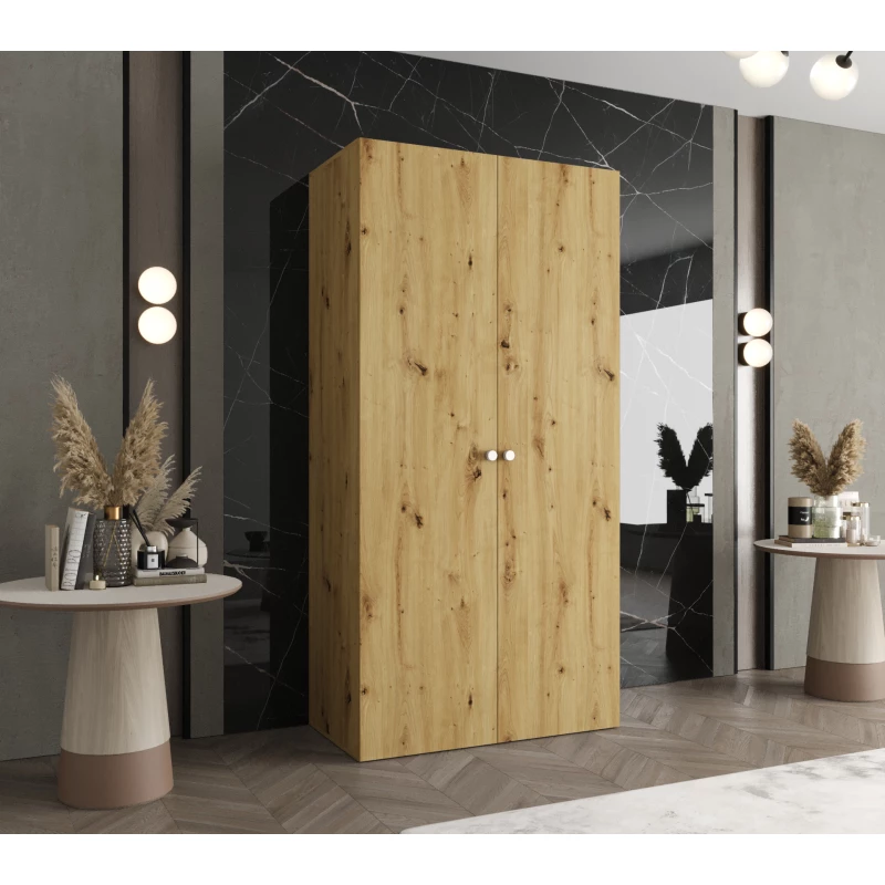 Elegáns CAITIR 1 gardróbszekrény 100 cm - kézműves tölgy / ezüst fogantyúk