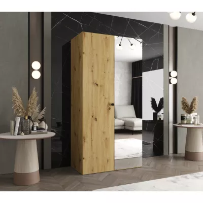 Tükrös gardrób CAITIR 2 100 cm - kézműves tölgy / fekete fogantyú