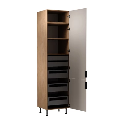 SALERNO élelmiszerszekrény - szélesség 60 cm, tölgy / bézs