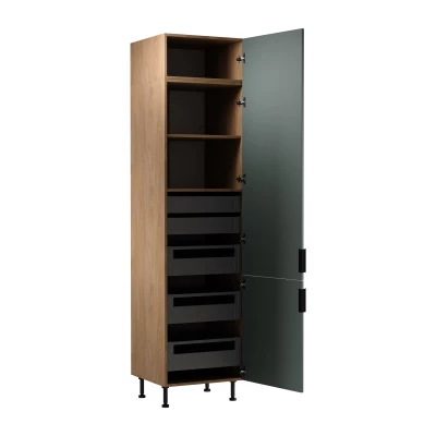 SALERNO élelmiszerszekrény - szélesség 60 cm, tölgy / zöld