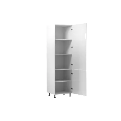 Magas konyhai polcos szekrény ARBOR - szélesség 60 cm, fényes fehér / fehér, jobbos kivitel