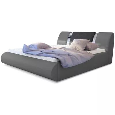 Kárpitozott ágy 160x200 FENDORA - szürke / sötétszürke