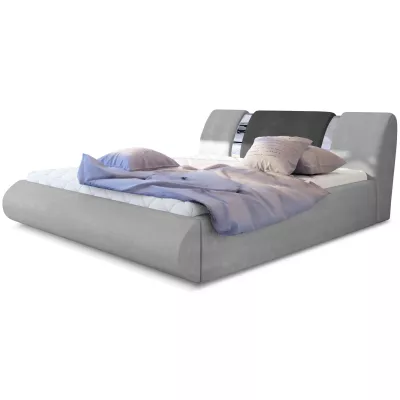Kárpitozott ágy 160x200 FENDORA - világos szürke / sötét szürke