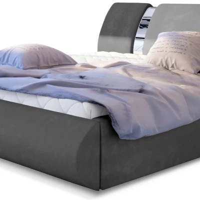 Kárpitozott ágy 180x200 FENDORA - sötétszürke / világosszürke