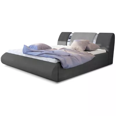 Kárpitozott ágy 180x200 FENDORA - sötétszürke / világosszürke