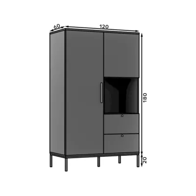 Fiókos ruhásszekrény 120 cm CYMBELINE - fekete