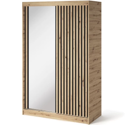 Gardróbszekrény tolóajtóval 120 cm ZORIANA - kézműves tölgyfa