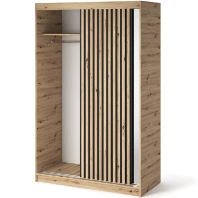 Gardróbszekrény tolóajtóval 120 cm ZORIANA - kézműves tölgyfa
