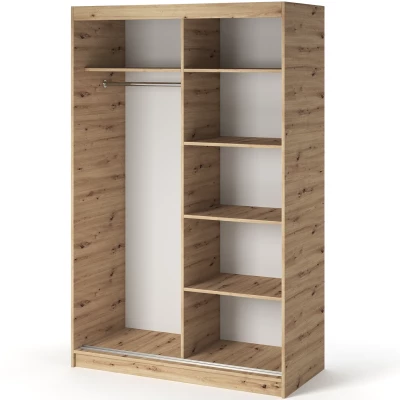 Gardróbszekrény tolóajtóval 120 cm ZORIANA - kézműves tölgyfa