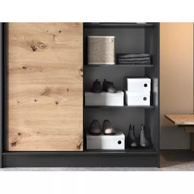 Tolóajtós gardróbszekrény 120 cm OLIVIERA - fekete / kézműves tölgy