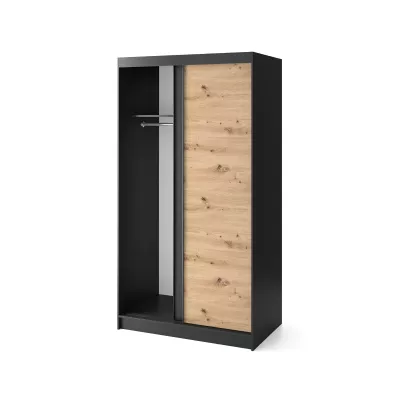 Tolóajtós gardróbszekrény 120 cm OLIVIERA - fekete / kézműves tölgy