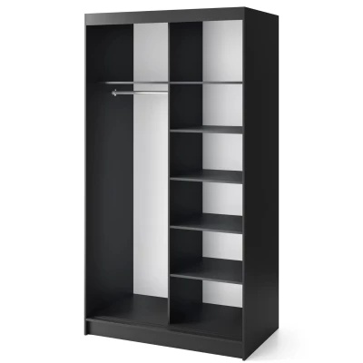 Tolóajtós gardróbszekrény 120 cm OLIVIERA - fekete / kézműves tölgy