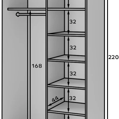 Tolóajtós gardróbszekrény 120 cm OLIVIERA - fekete / kézműves tölgy