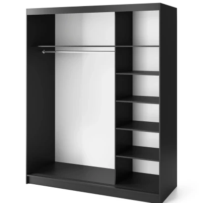 Tolóajtós gardróbszekrény 180 cm OLIVIERA - fekete / kézműves tölgy