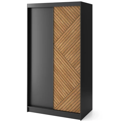 Gardróbszekrény tolóajtóval 120 cm VALORA - fekete / karamell tölgy