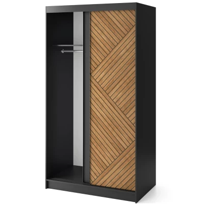 Gardróbszekrény tolóajtóval 120 cm VALORA - fekete / karamell tölgy