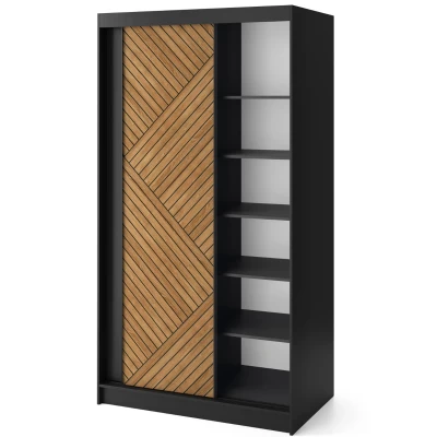 Gardróbszekrény tolóajtóval 120 cm VALORA - fekete / karamell tölgy