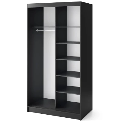 Gardróbszekrény tolóajtóval 120 cm VALORA - fekete / karamell tölgy