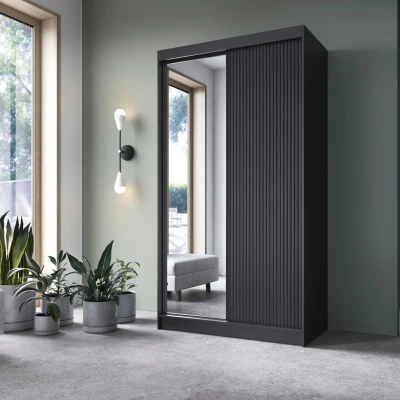 Tükrös szekrény tolóajtókkal 120 cm CALYPTRA - fekete