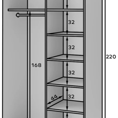 Tükrös szekrény tolóajtókkal 120 cm CALYPTRA - fekete