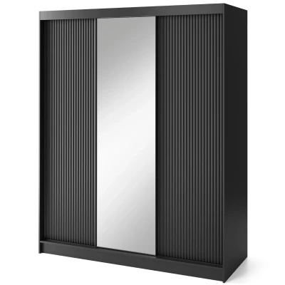 Tükrös gardróbszekrény tolóajtókkal 180 cm CALYPTRA - fekete